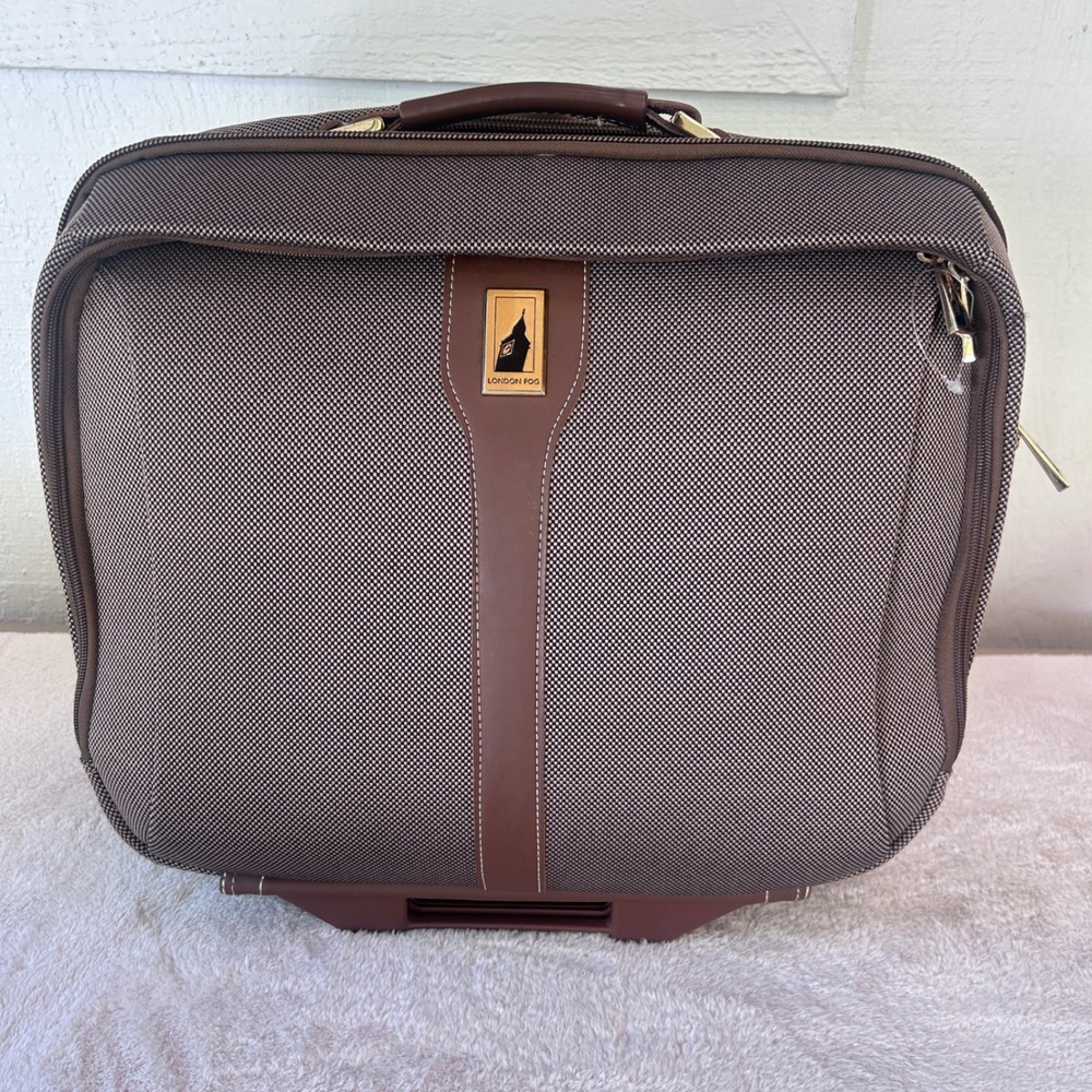 Vintage London Fog Brown Rolling Underseat Cabin Bag Carry On Luggage Style 7000